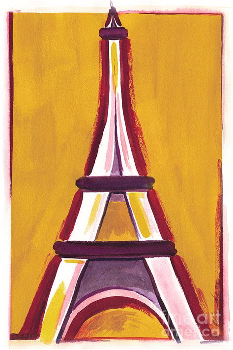 Abstract Yellow Red Eiffel Tower Painting By Robyn Saunders Fine Art