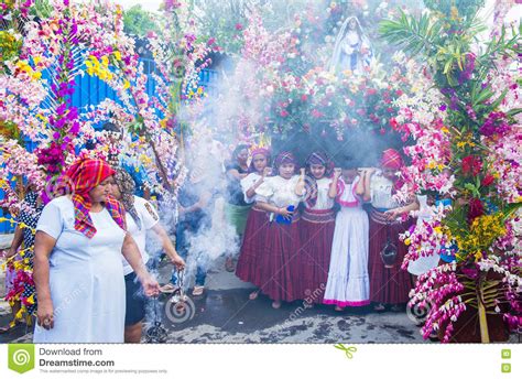 flower and palm festival in panchimalco el salvador editorial photography image of religion