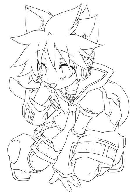 Lineart Kagamine Len Coloring Book Art Anime Drawing Styles Anime