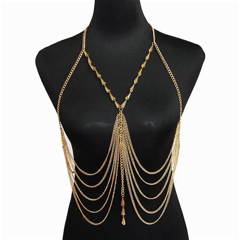 Buy Wholesale Unique Beach Bikini Breast Bra Slave Harness Chains Multilayer Necklace Jewelry