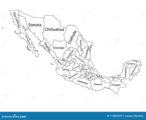 Editable Blank Map Silhouette Of Mexico Stock Illustration