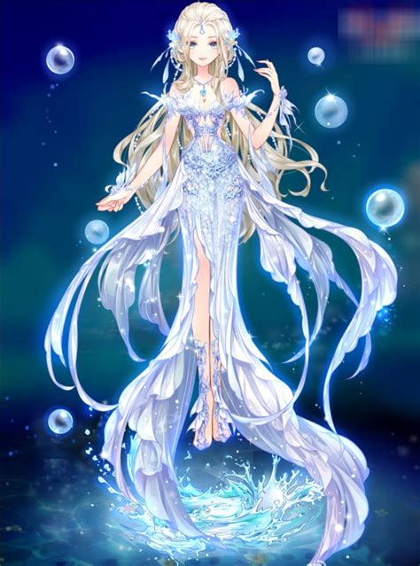 An Anime Character Is Standing In The Water With Bubbles On Her Head
