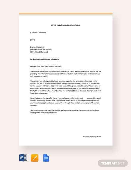 letter   business relationship template word