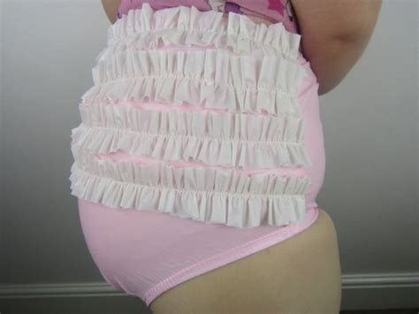 Pink Frilly Bottom PVC Plastic Pants Adult Diaper Nappy Incontinence
