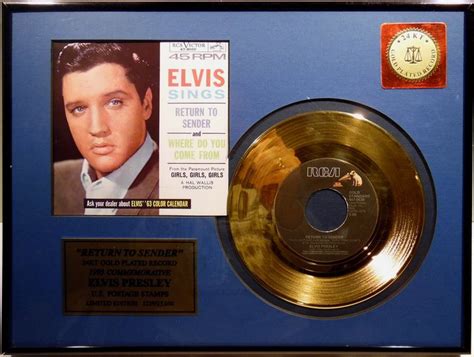 Elvis Presley Return To Sender 7 Single Rca Records Golden Plated