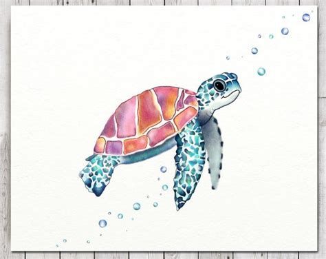 Turtle Print Wall Canvas Free Standing Turtle Print Sea Etsy Sea