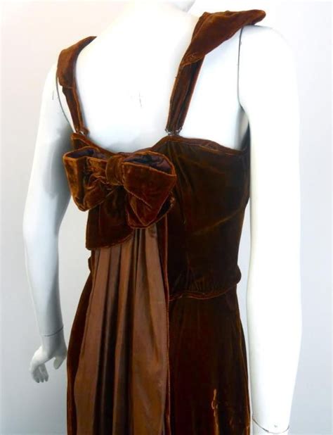 Chocolate Brown Velvet 40s Dress With Silk Chiffon Back Panel Button