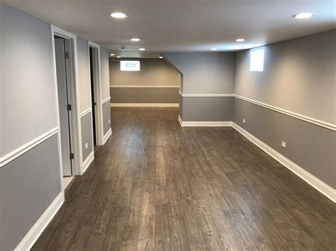 Great Job On This Finished Basement Two Toned Gray Walls With The