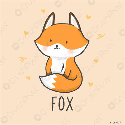 Cute Fox Cartoon Hand Drawn Style Stock Vector 1093977 Crushpixel