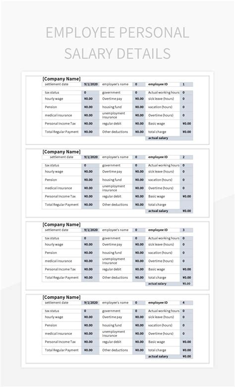 Employee Personal Salary Details Excel Template And Google Sheets File