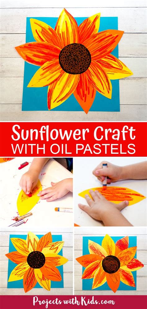 Autumn Sunflower Craft With Oil Pastels Sunflower Crafts Fall Arts