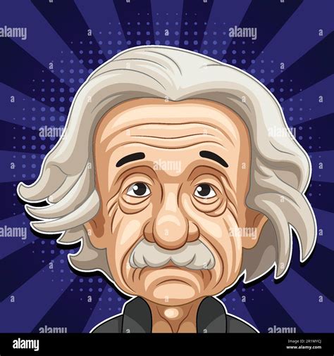 Albert Einstein Cartoon Character On Retro Comic Background