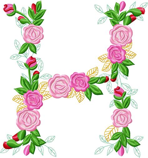 Delicate Roses Floral Letter H Garden Flag Monogram Flowers Flower