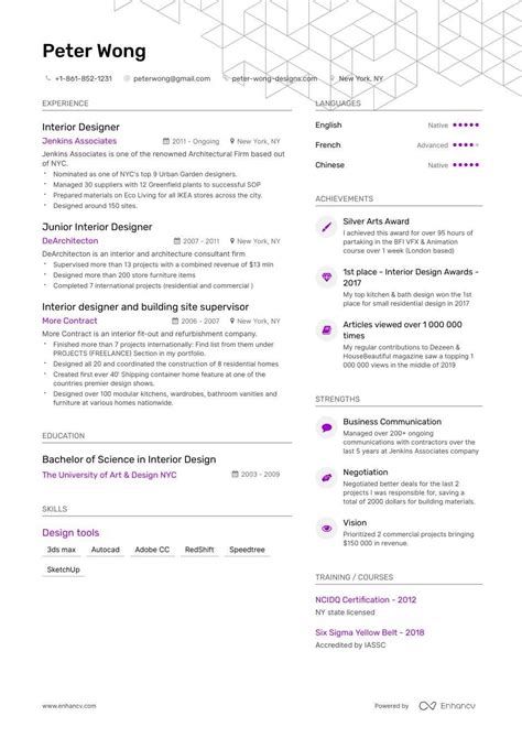 12 Interior Designer Resume Examples And Samples For 2019