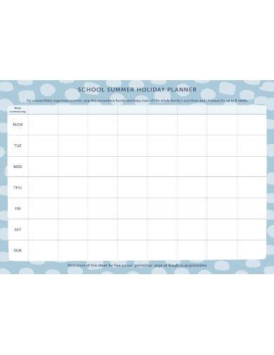 10 School Holiday Planner Templates In Pdf Word