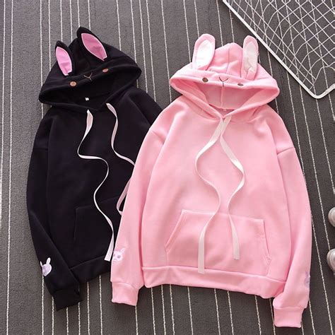 Harajuku Bunny Hoodie Pinkwhitenavy The Kawaii Factory