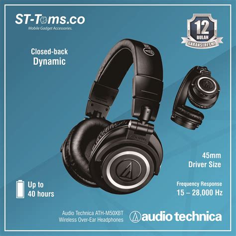 Jual Audio Technica Ath M50xbt M50x Bt Wireless Over Ear Headphones
