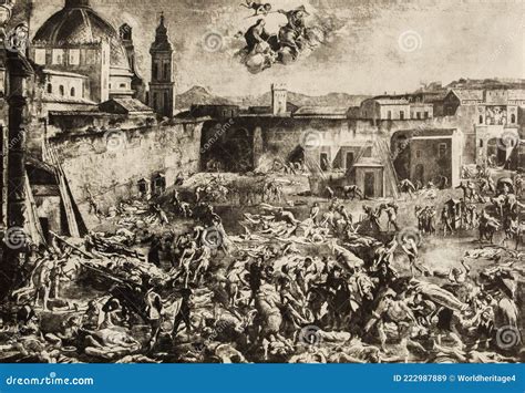Pandemia Devastadora De Peste Negra En Nápoles 1656 Imagen De Archivo