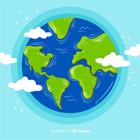 Free Vector Lovely Hand Drawn Planet Earth Composition