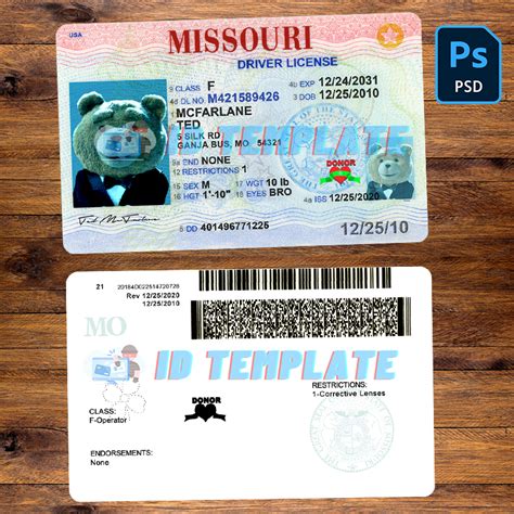 Missouri Driving License Psd Template V2 1200dpi Driving License Template