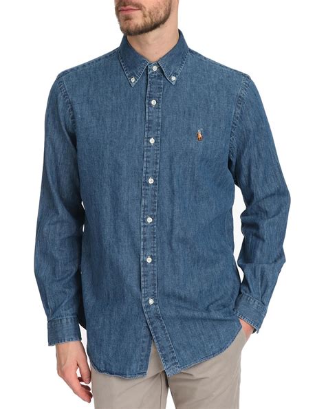 Polo Ralph Lauren Custom Fit Denim Shirt In Blue For Men Denim