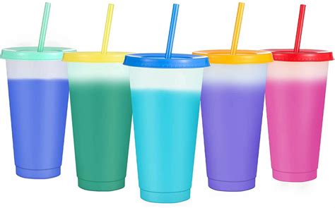 24oz Color Changing Cup 5 Pack With Lid And Strawssursip Summer Coffee
