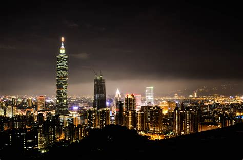 Night View Of Taipei 101 사진