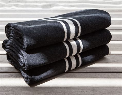 James Perse Oversized Narrow Stripe Beach Towel In Black For Men Black