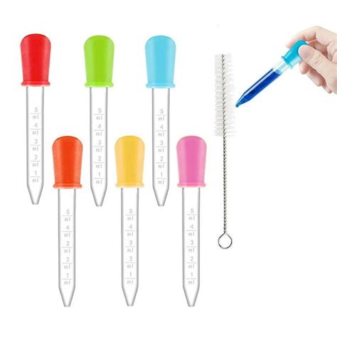 6 Pack Liquid Dropper Silicone And Plastic Droppers Pipettes With Bulb