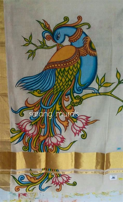 Mural Painting On Kerala Sari Fabric Paint Diy Fabric Paint Designs