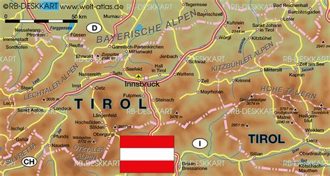 Map Of Tyrol State Section In Austria Welt Atlasde