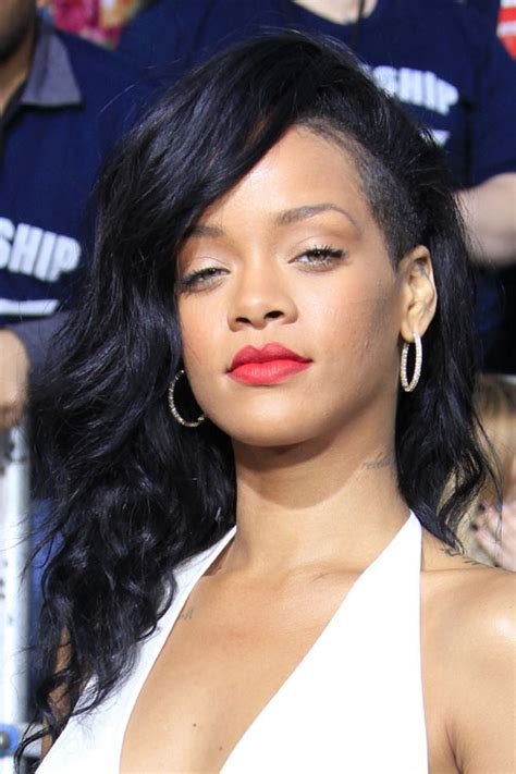Rihanna Wavy Black Side Part Undercut Hairstyle Steal Her Style