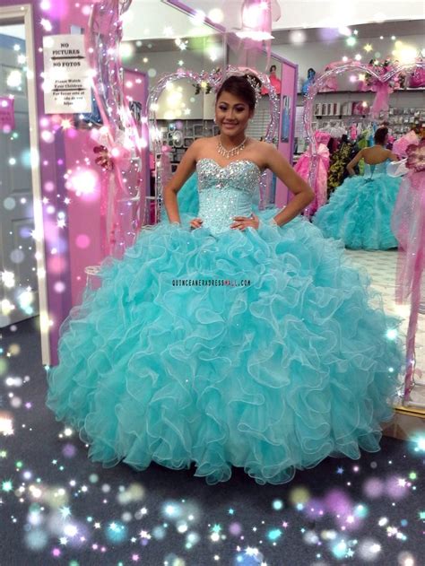 Ball Gown For A Little Girl Turquoise Organza Ruffled Puffy