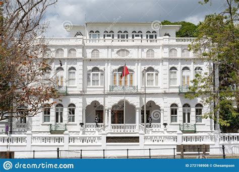 Historic White Building Located In Port Of Spain Trinidad And Tobago