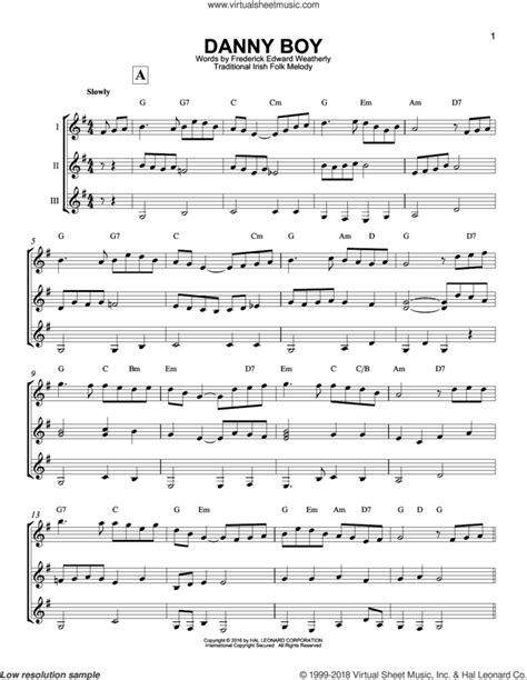 Danny Boy Sheet Music For Guitar Ensemble Pdf Interactive