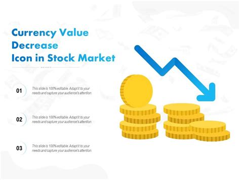 Currency Value Decrease Icon In Stock Market Templates Powerpoint