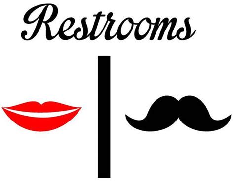 Bathroom Restrooms Sign Men Women Lips Mustache