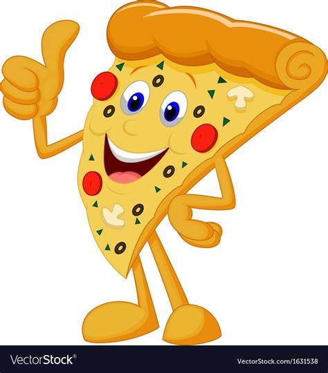 Vector Illustration Of Happy Pizza Cartoon With Thumb Up Download A