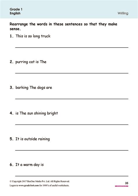 Free English Worksheets For Grade 1class 1ib Cbseicsek12 And All