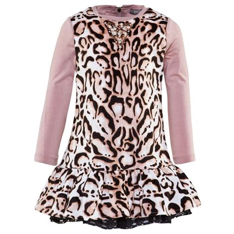 Microbe By Miss Grant Pale Pink Leopard Print Jersey Dress Printed