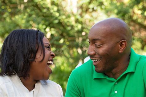 African American Couple Talking And Laughing Stock Image Image Of