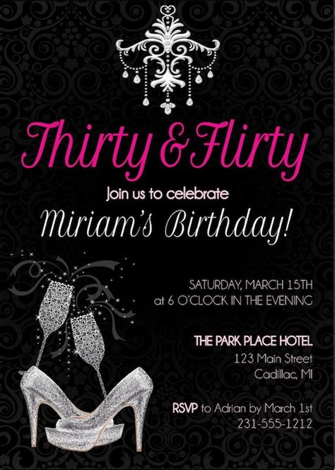 Thirty And Flirty Adult Birthday Invitation Adult Birthday