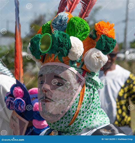 Junkanoo Dancer Belizean Christmas Celebration Editorial Image Image Of Mask Caribbean