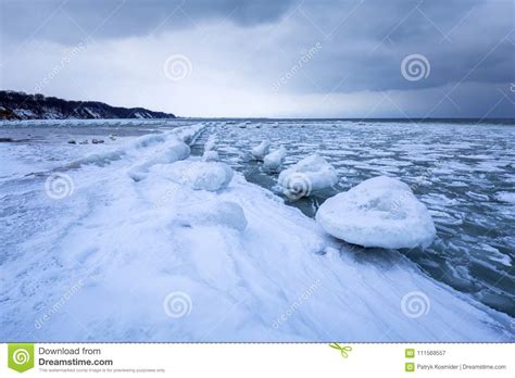 Frozen Coastline Of Baltic Sea In Gdynia Stock Image Image Of