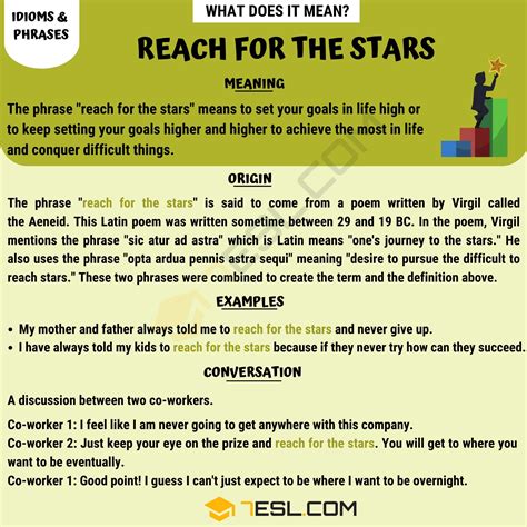 “reach For The Stars” Meaning With Useful Example Sentences English