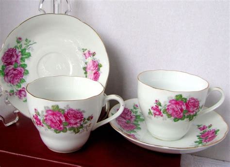 Set Of Two Pink Rose Teacups And Saucers China 950 Tea Party Tea Cup Sets 1910s Unknown Tea