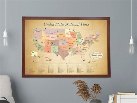 Push Pin Us National Parks Map With Pins List Of 63 Us National Parks