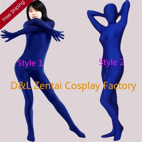 Free Shipping Dhl Sexy Marine Blue Lycra Spandex Unisex Halloween Catsuits Zentai Suits Lz107