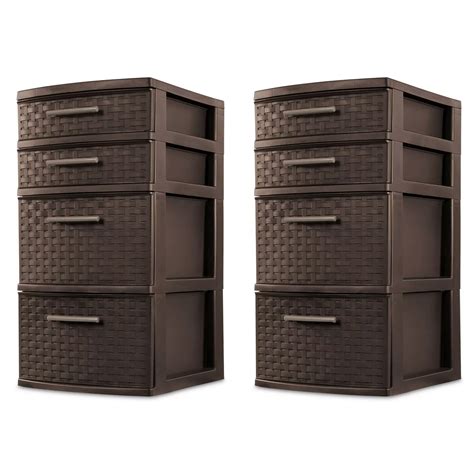 Clear drawers with ergonomic handles allow you to see contents within as you use it in the bathroom, kitchen or home office. Sterilite 4 Drawer Organizer Storage Tower with Medium ...
