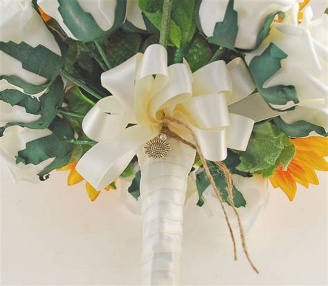 Golden Silk Sunflower And Ivory Foam Rose Zoe Wedding Flower Package
